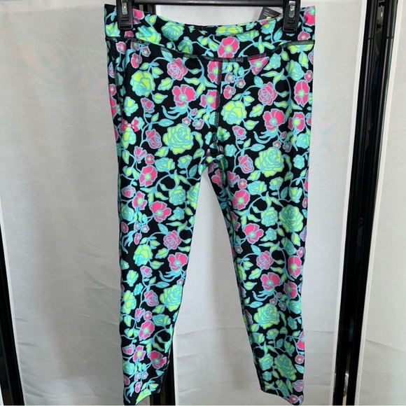 Under Armour Black and Green Floral Leggings - Picture 2 of 5
